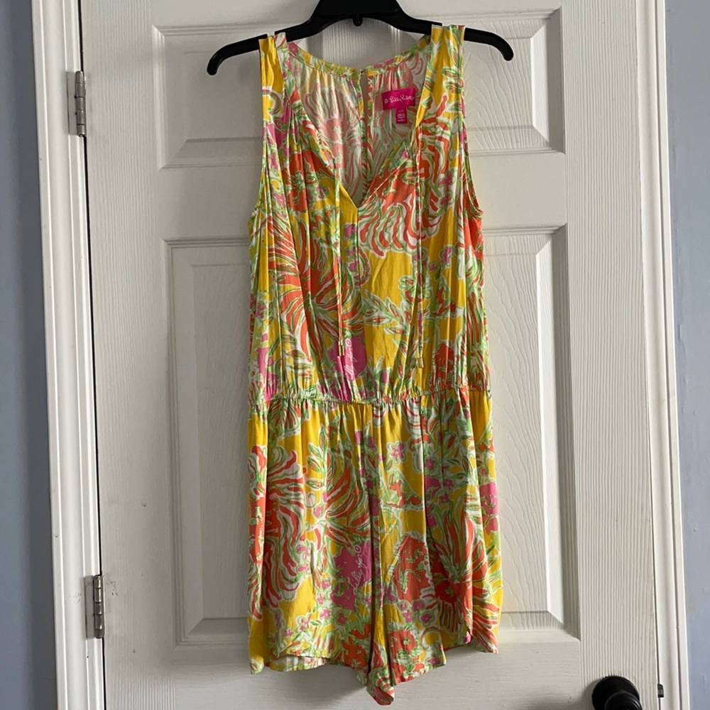 Lilly Pulitzer for Target Yellow Multicolor Tropical Print Sleeveless Romper